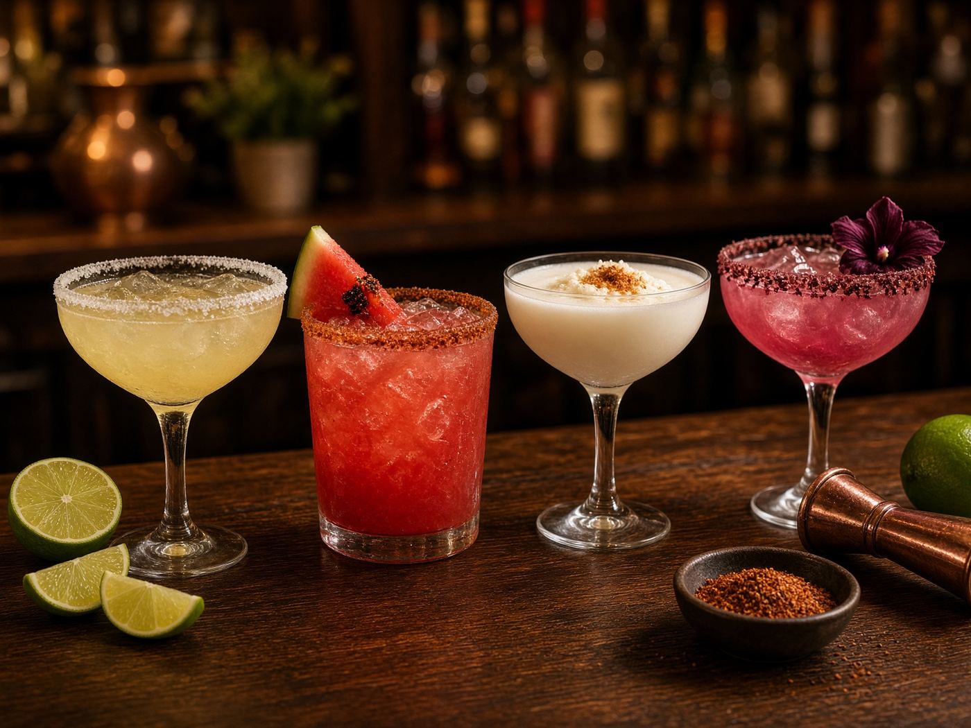 House margaritas on the bar